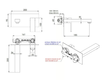REBEL - Wall-mounted single handle washbasin mixer with plate by Rubinetterie Mariani - view 3